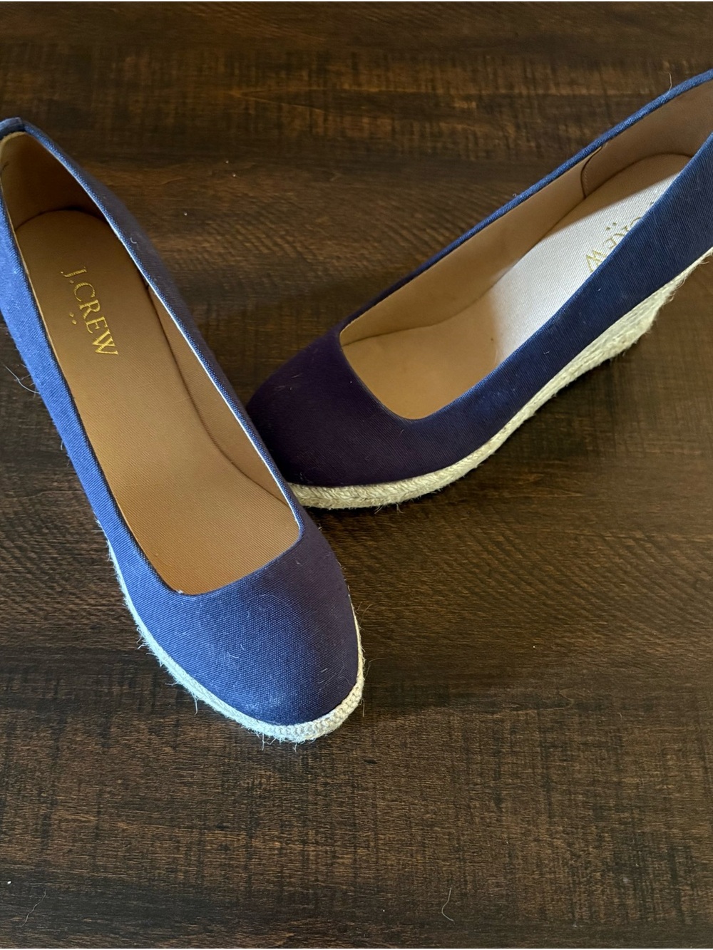 J. Crew Navy Espadrille Wedge Flats
